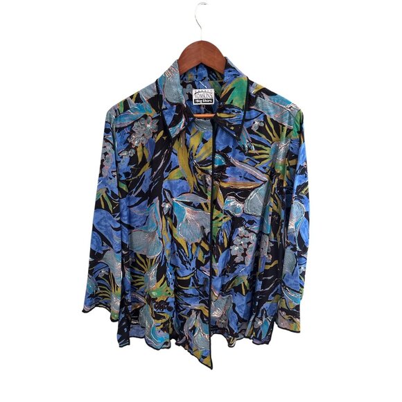 Carole Tomkins The Big Shirt Women’s Blouse – Abstract Floral Print, Rayon, Over - Picture 2 of 9